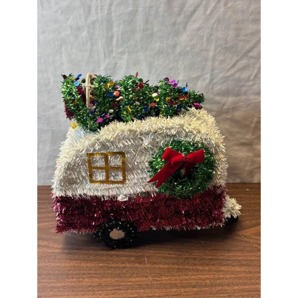 Tinsel Christmas Camper Trailer Decoration